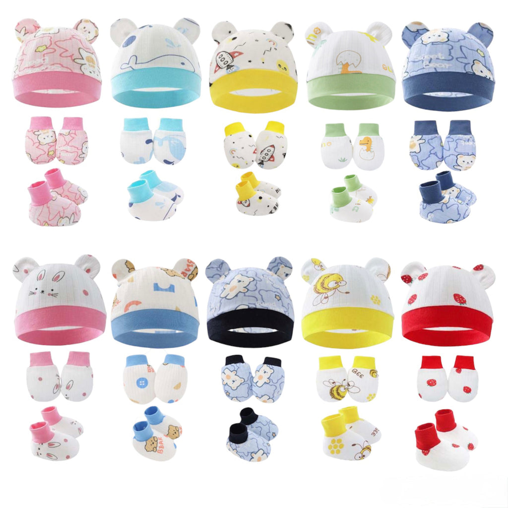 Baby Hat Mitten Booties Set