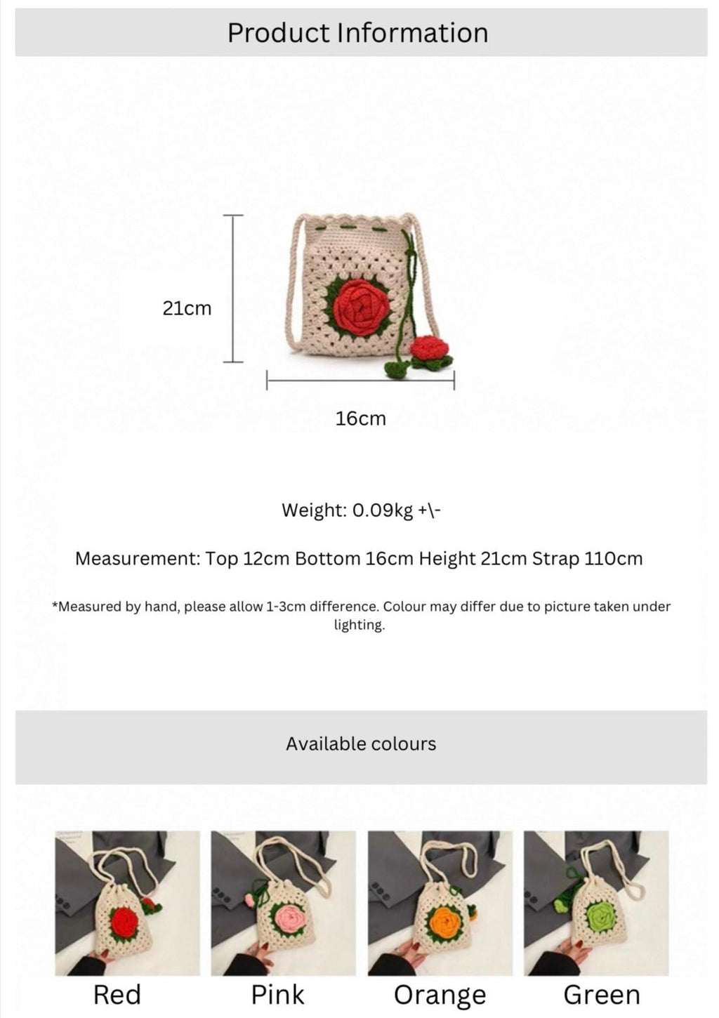Crochet Rose Sling Bag