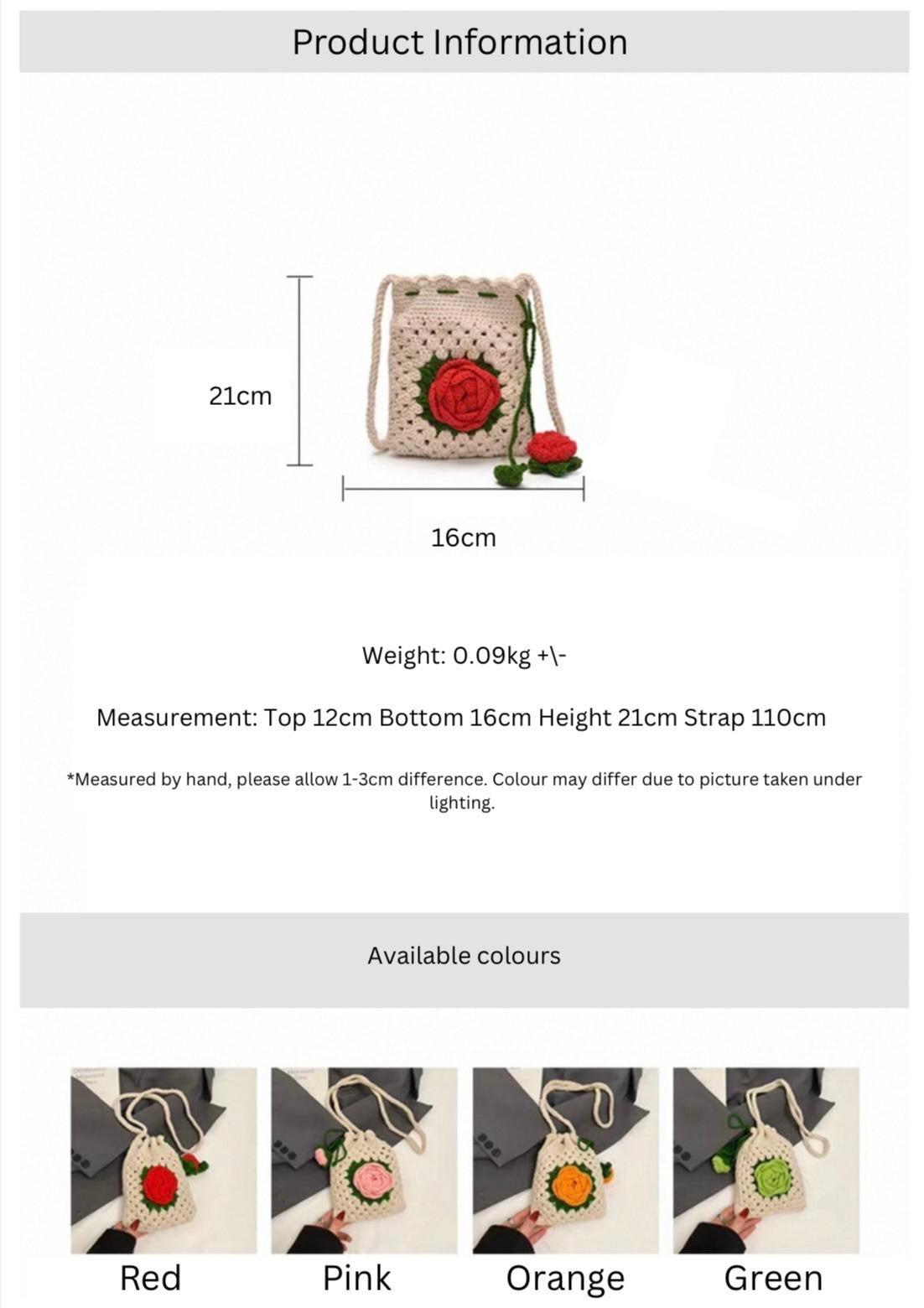 Crochet Rose Sling Bag