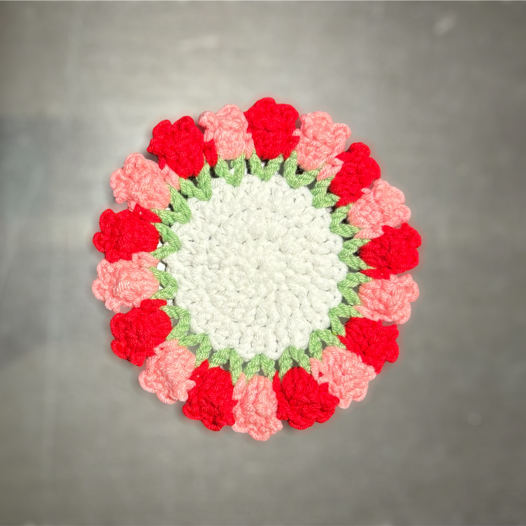 Handmade Crochet Flower Bouquet Coaster / Pot