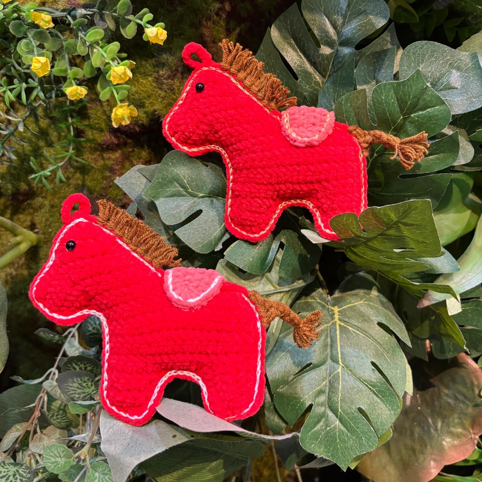 Handmade Crochet Horse Keychain