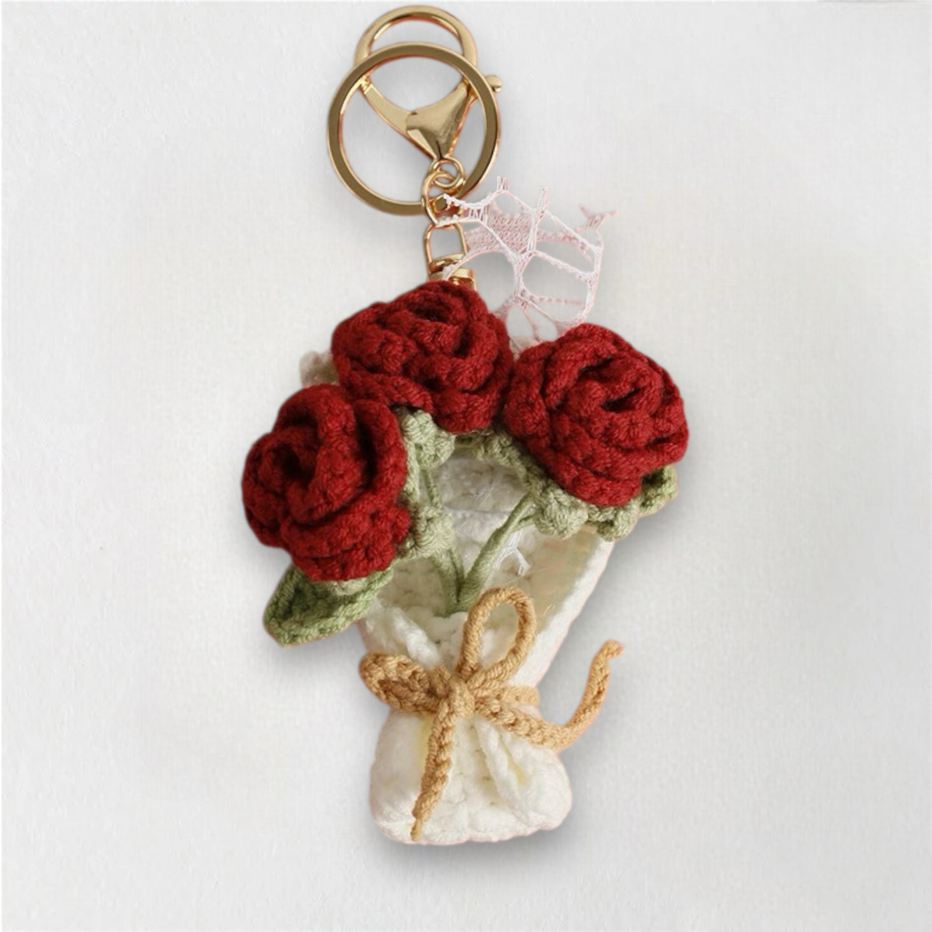 Mini Crochet Flower Bouquet Keychain