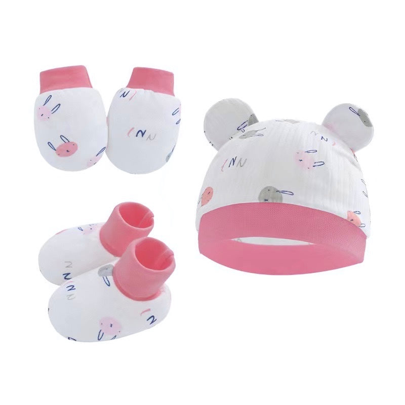 Baby Hat Mitten Booties Set