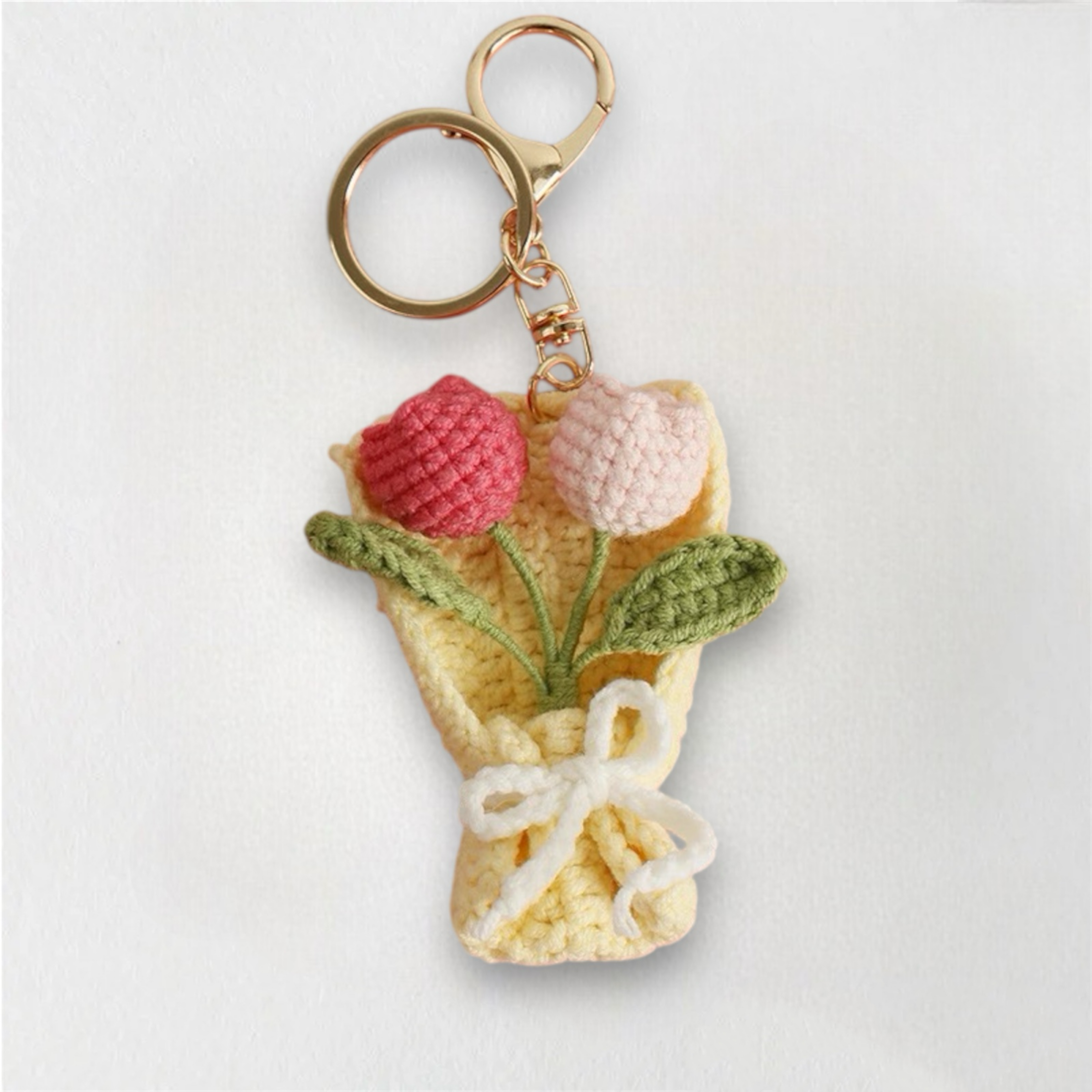 Mini Crochet Flower Bouquet Keychain
