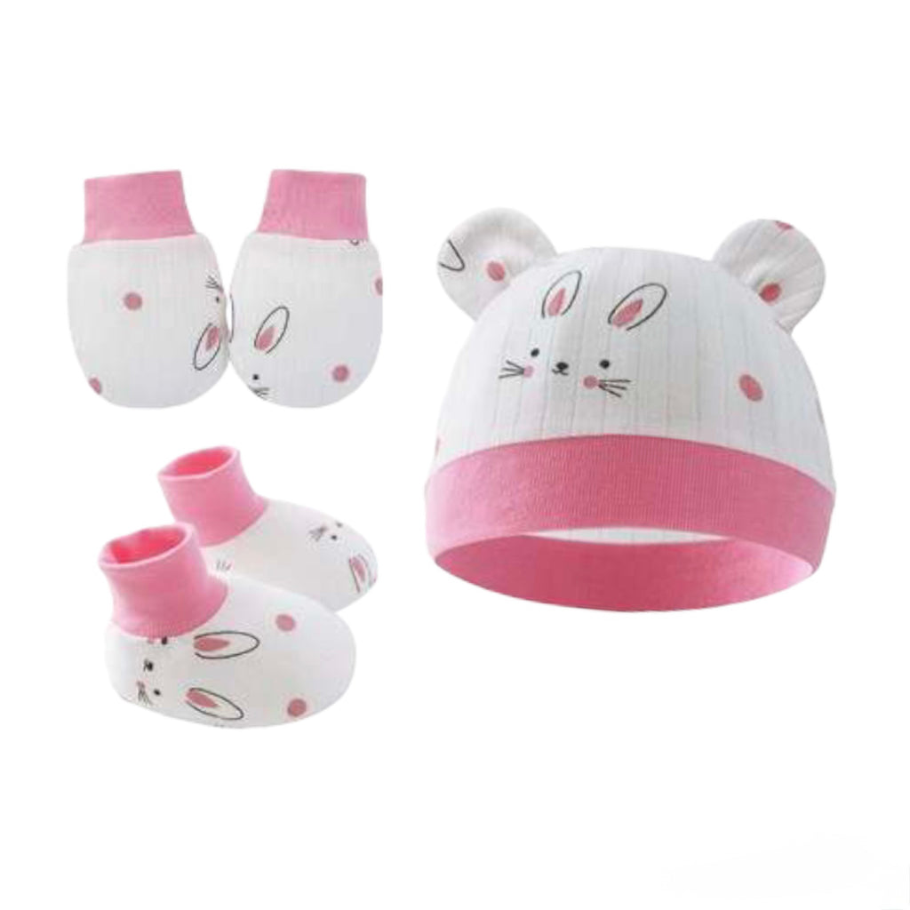 Baby Hat Mitten Booties Set