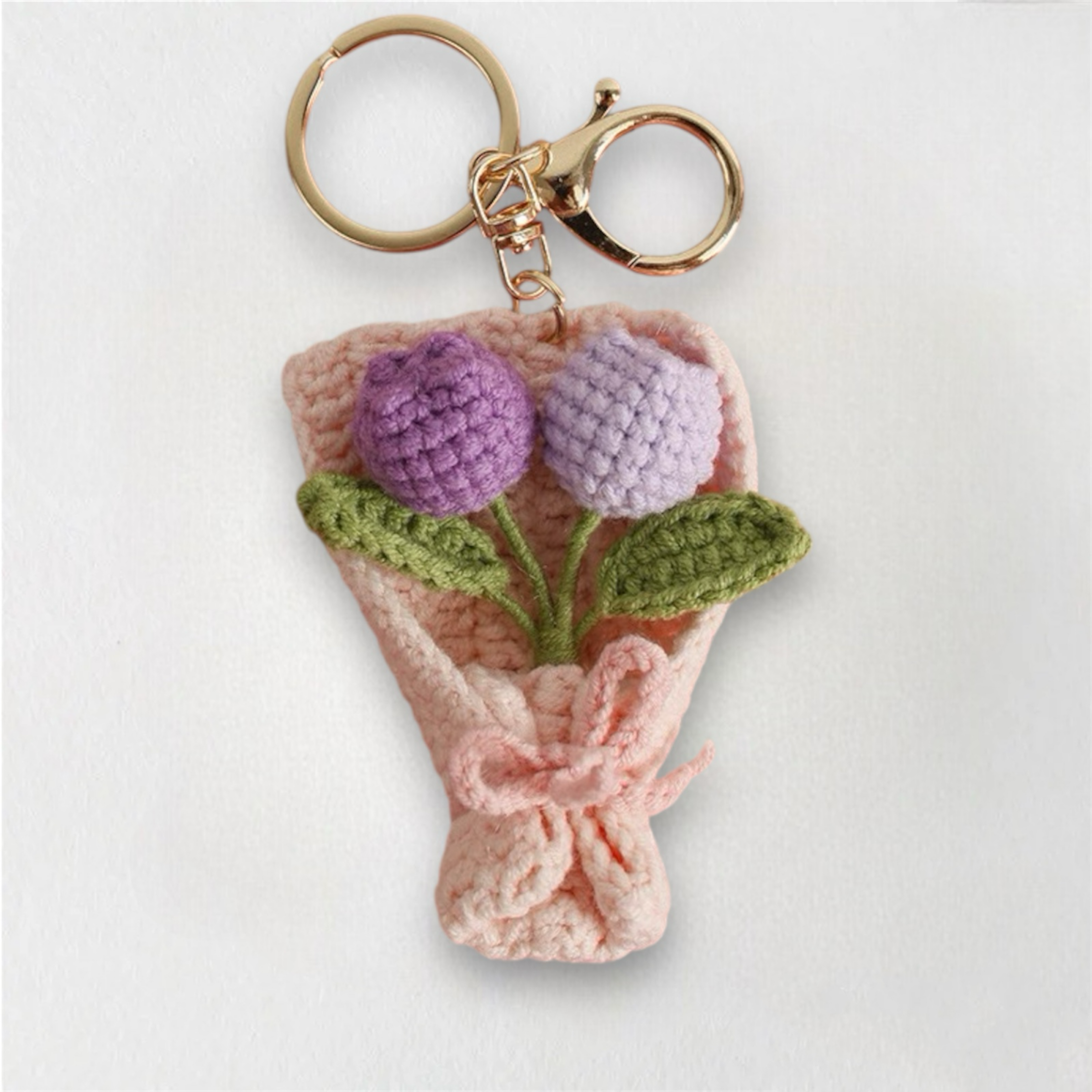 Mini Crochet Flower Bouquet Keychain