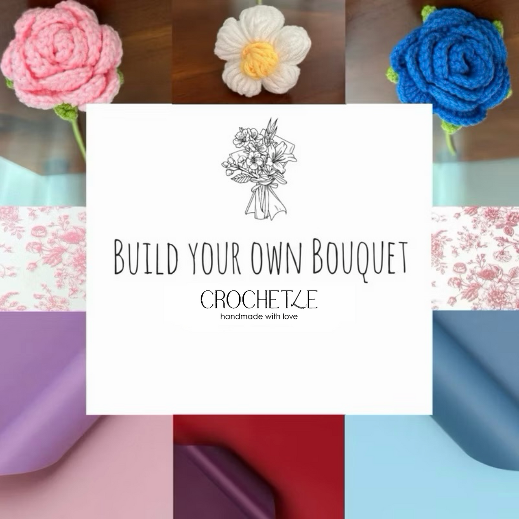 BYOB Build Your Own Bouquet / Paper Bag / Flower Wrapping Paper / Crochet Flower Stalk / Leaves